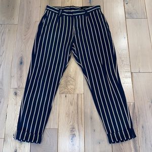 Reserved stripe cropped cuffed pants